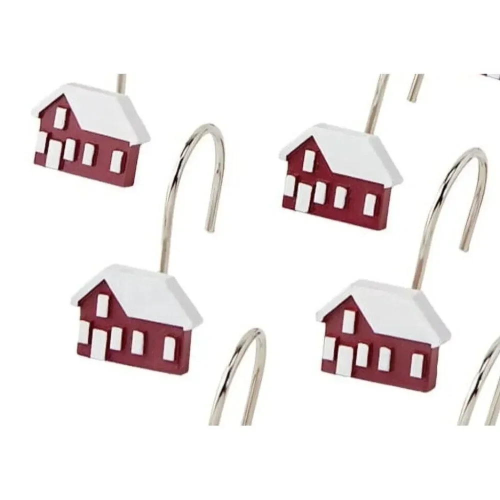 Winter Village Shower Curtain Hooks Christmas Bathroom Décor Set of 12 NEW